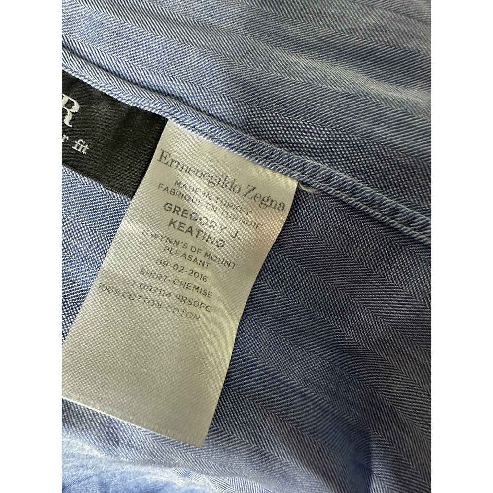 Ermenegildo Zegna Su Misura Regular Fit Long Sleeve Blue Shirt 46/18 - Picture 6 of 13